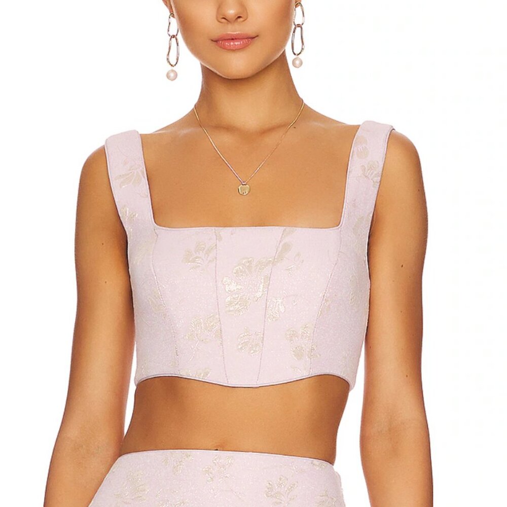MAJORELLE Solandia Bustier Top in Purple Shimmer